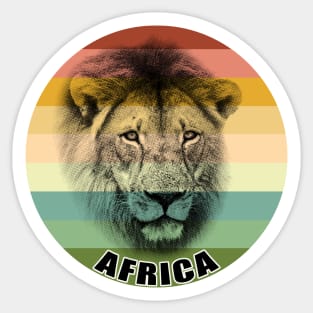 Lion Portrait on Vintage Retro Africa Sunset Sticker